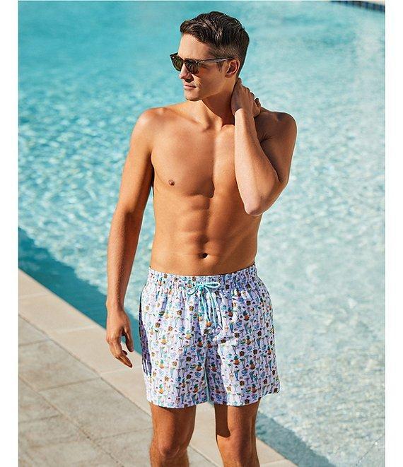 Caribbean Big & Tall Beach Drinks 6#double; Swim Trunks Product Image