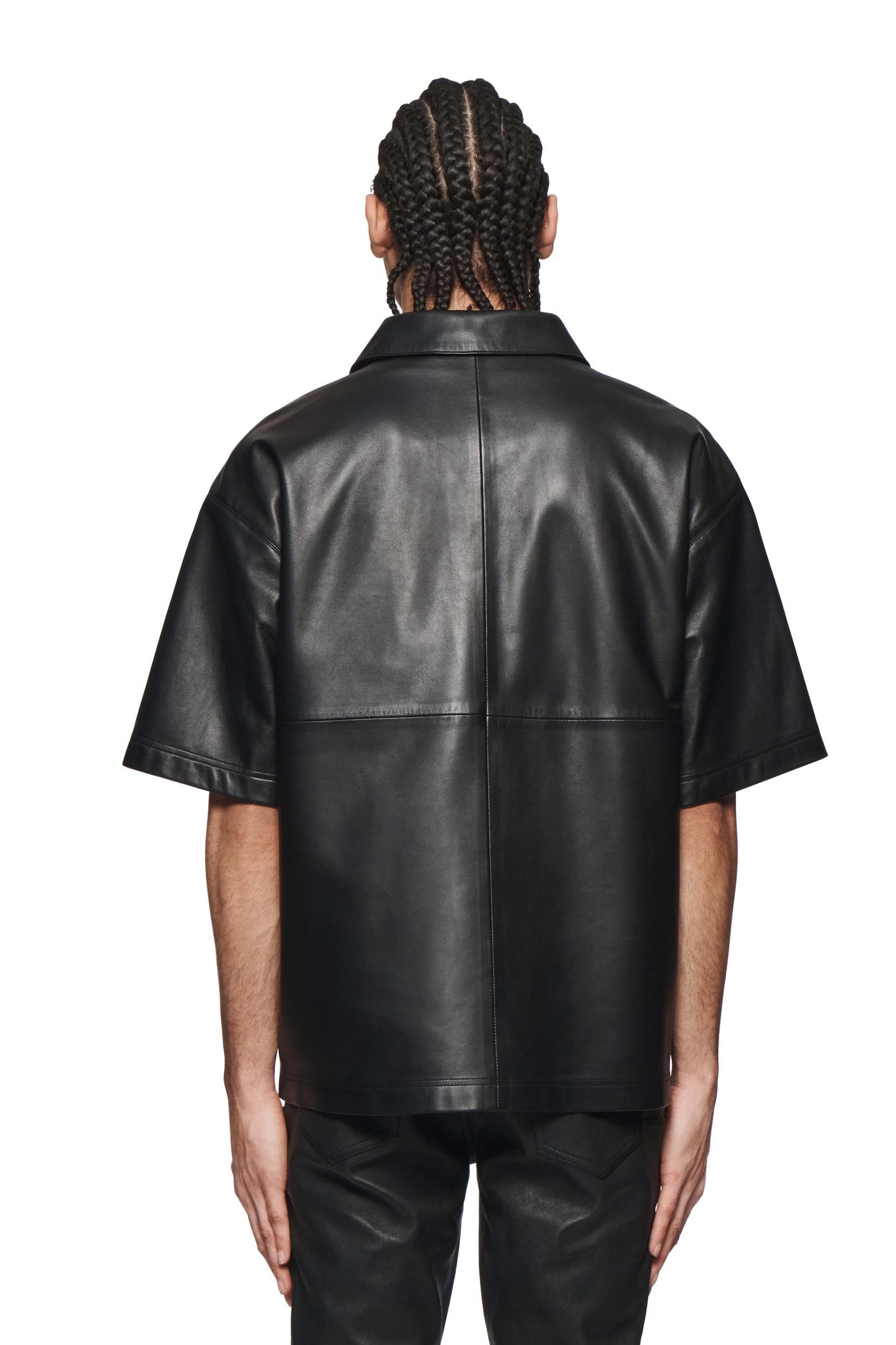 Leather Short Sleeve Polo Male Product Image