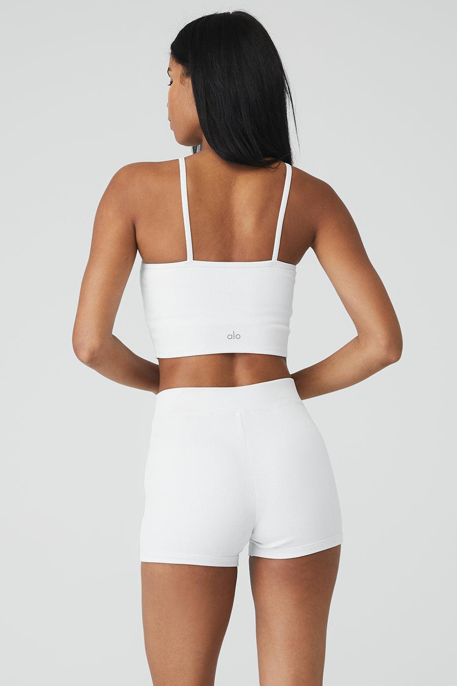 Goddess Ribbed Cross Crop Top - White Female Product Image