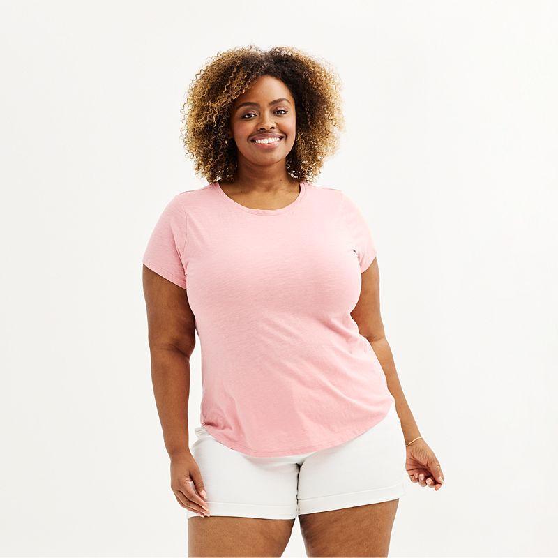 Plus Size Sonoma Goods For Life® Short-Sleeve Crew Tee, Women's, Size: 5XL, Olive Black Product Image