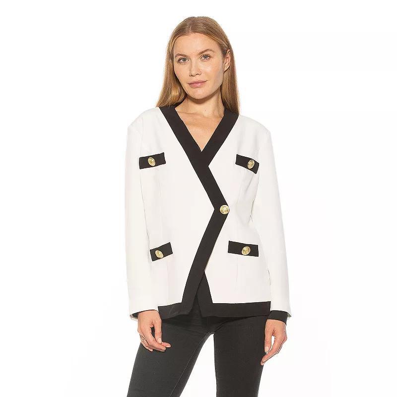 Women's ALEXIA ADMOR Emele Oversized Contrast Blazer, Size: Large, Camel Black Product Image