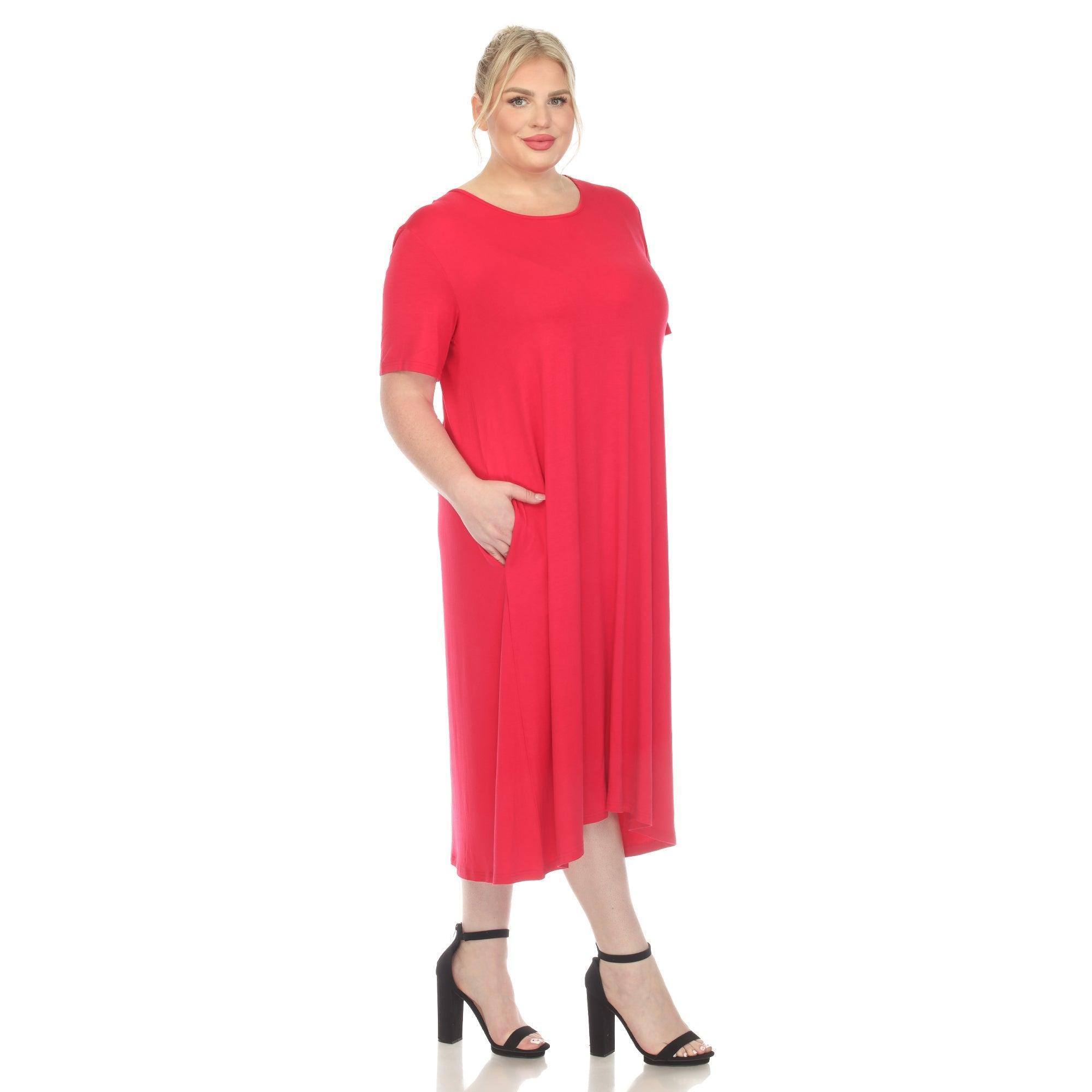 Short Sleeve Pocket Swing Midi Dress - Plus Product Image