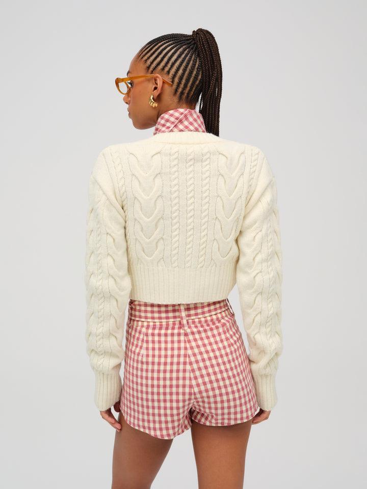 Camille Cable Knit Cardigan — Ivory Product Image