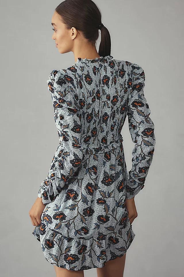 By Anthropologie Long-Sleeve V-Neck Ruffle Mini Dress Product Image