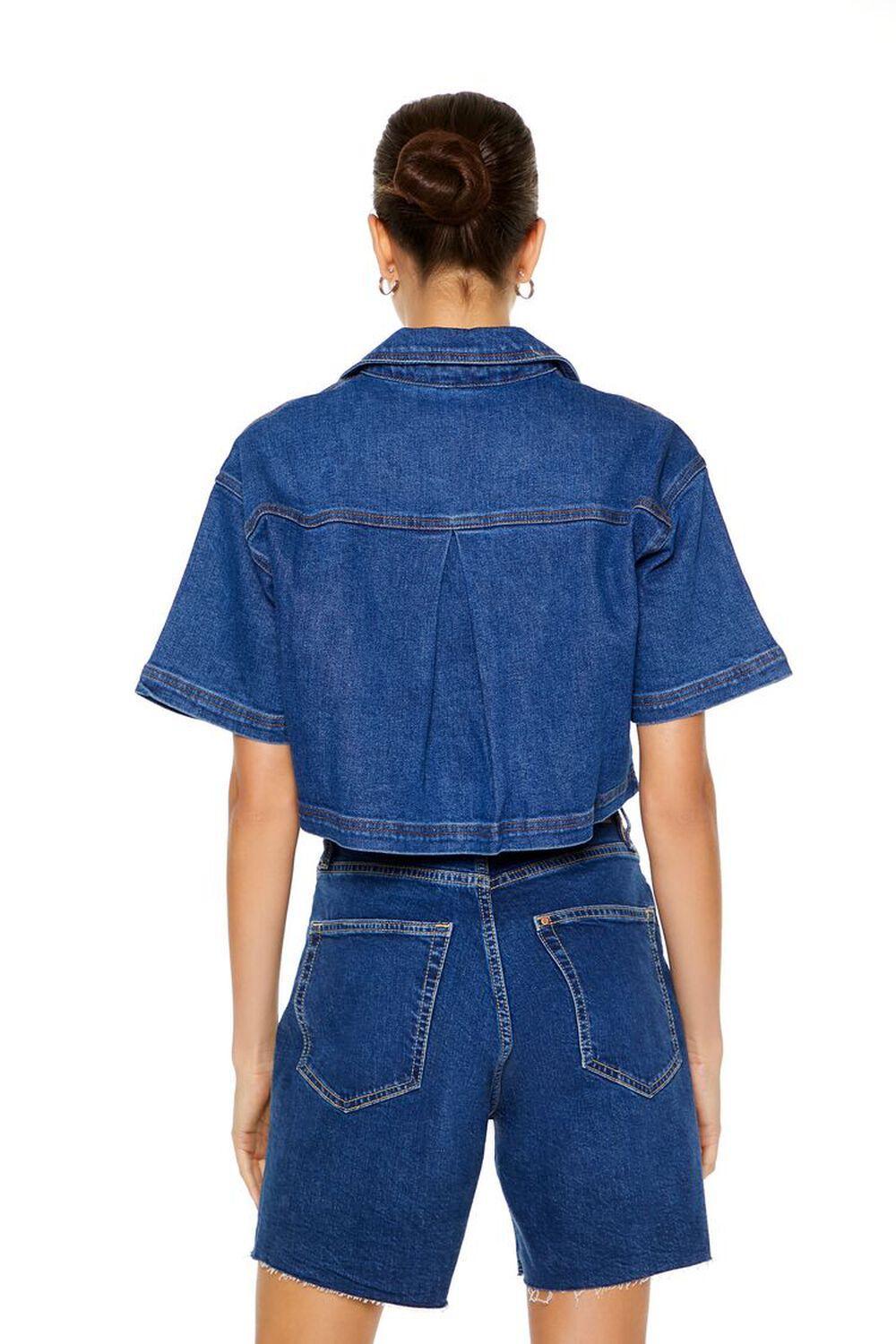 Oversized Split-Neck Denim Top | Forever 21 Product Image