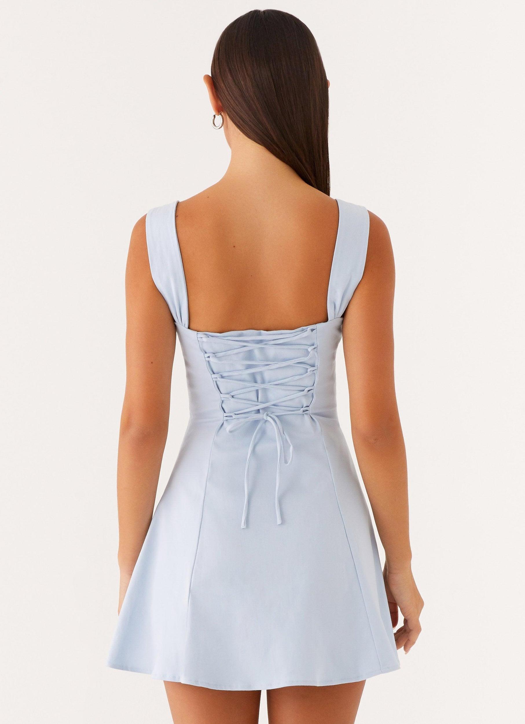 Jamaya Tie Mini Dress - Blue Product Image