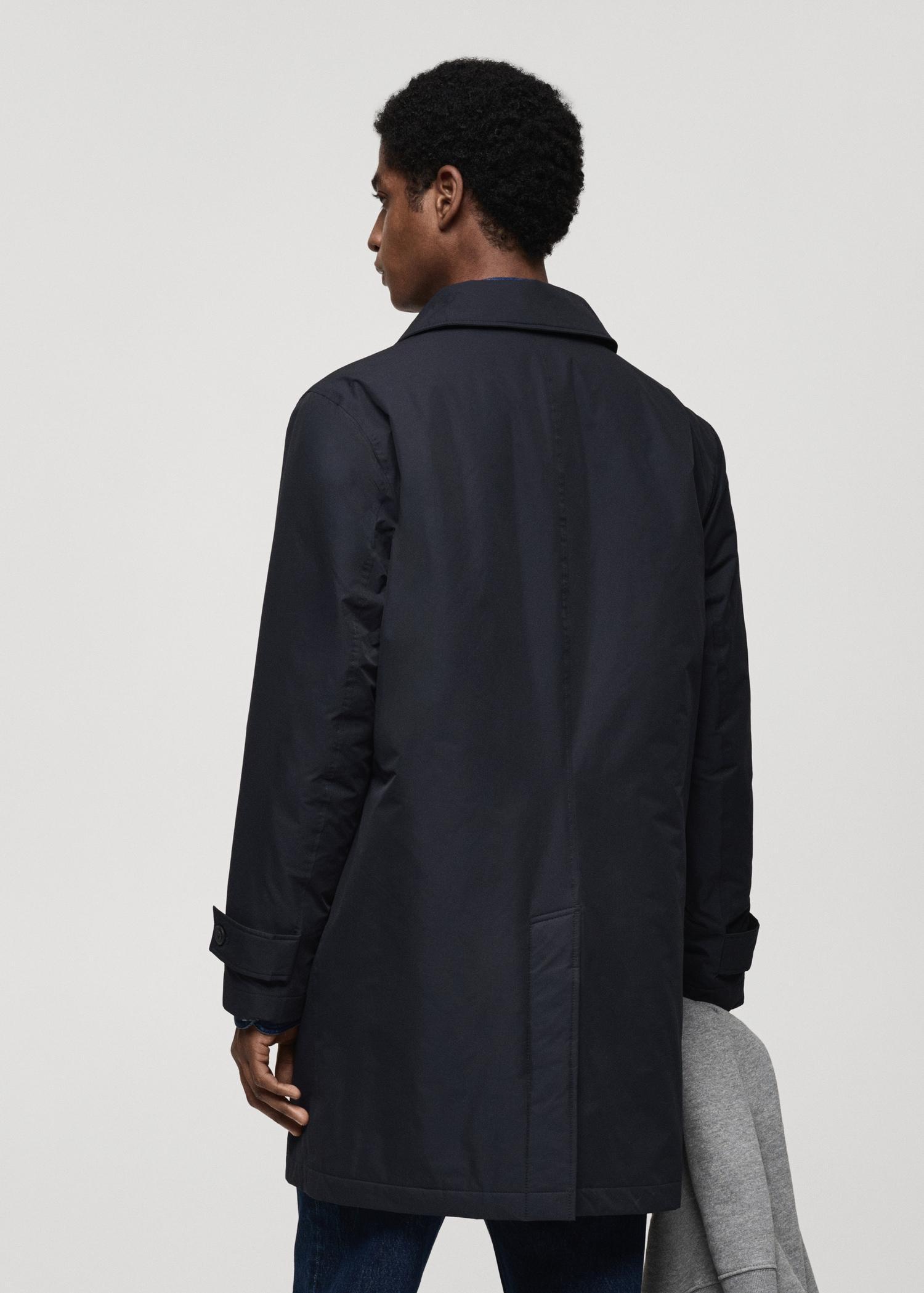 Quilted water-repellent trench coat - Men | MANGO USA Product Image