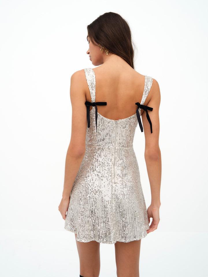 Candice Mini Dress — Silver Product Image