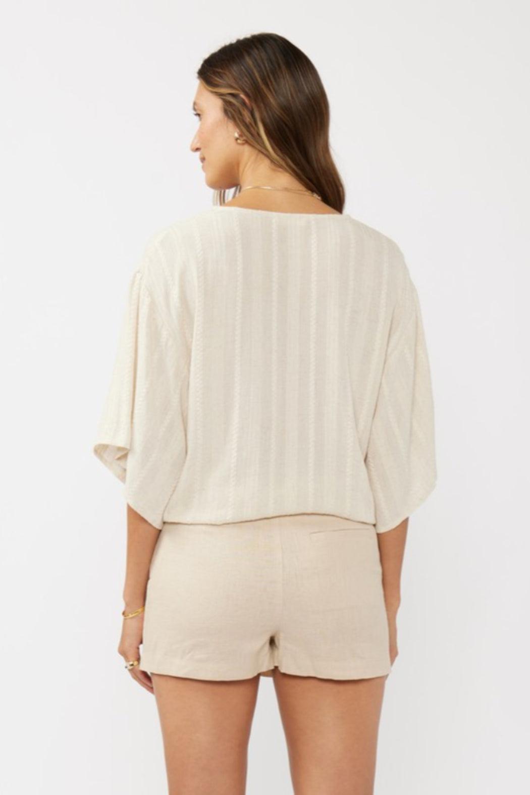 V Neck Tie Front Blouse Product Image