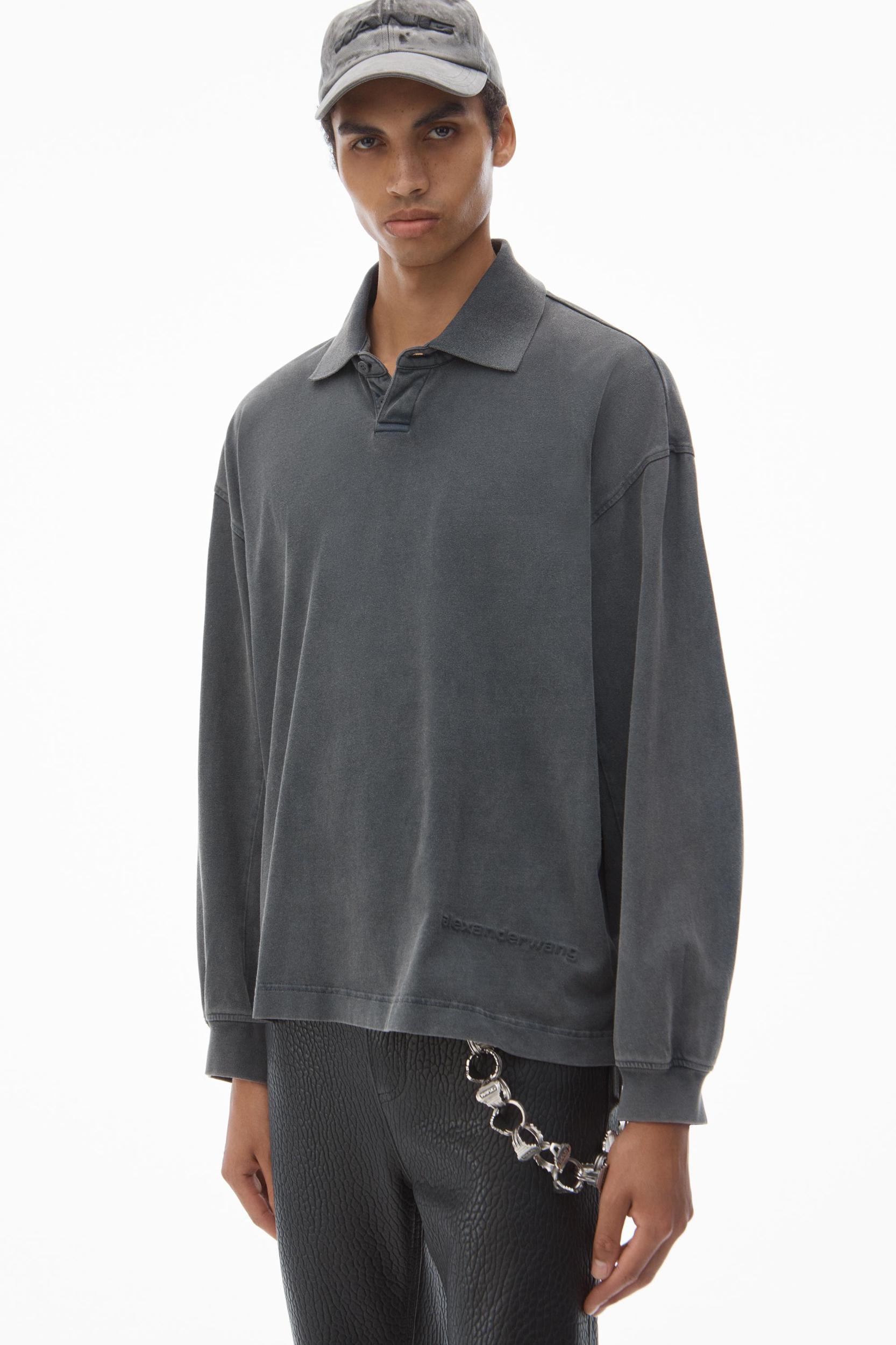 Men's Long-sleeve Polo Tee In Cotton Jersey Product Image