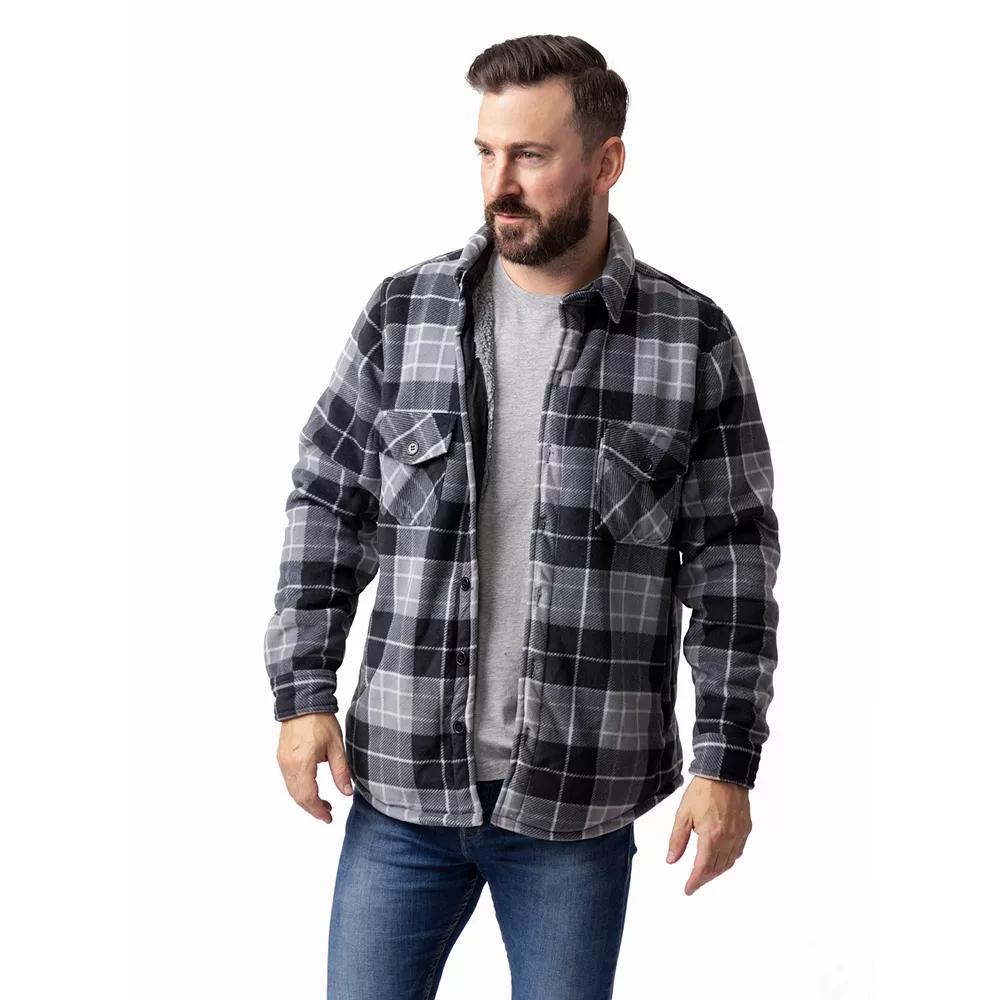 Men's Heat Holders Heatweaver Lined Fleece Shirt Jacket, Size: Small, Gray Black Product Image