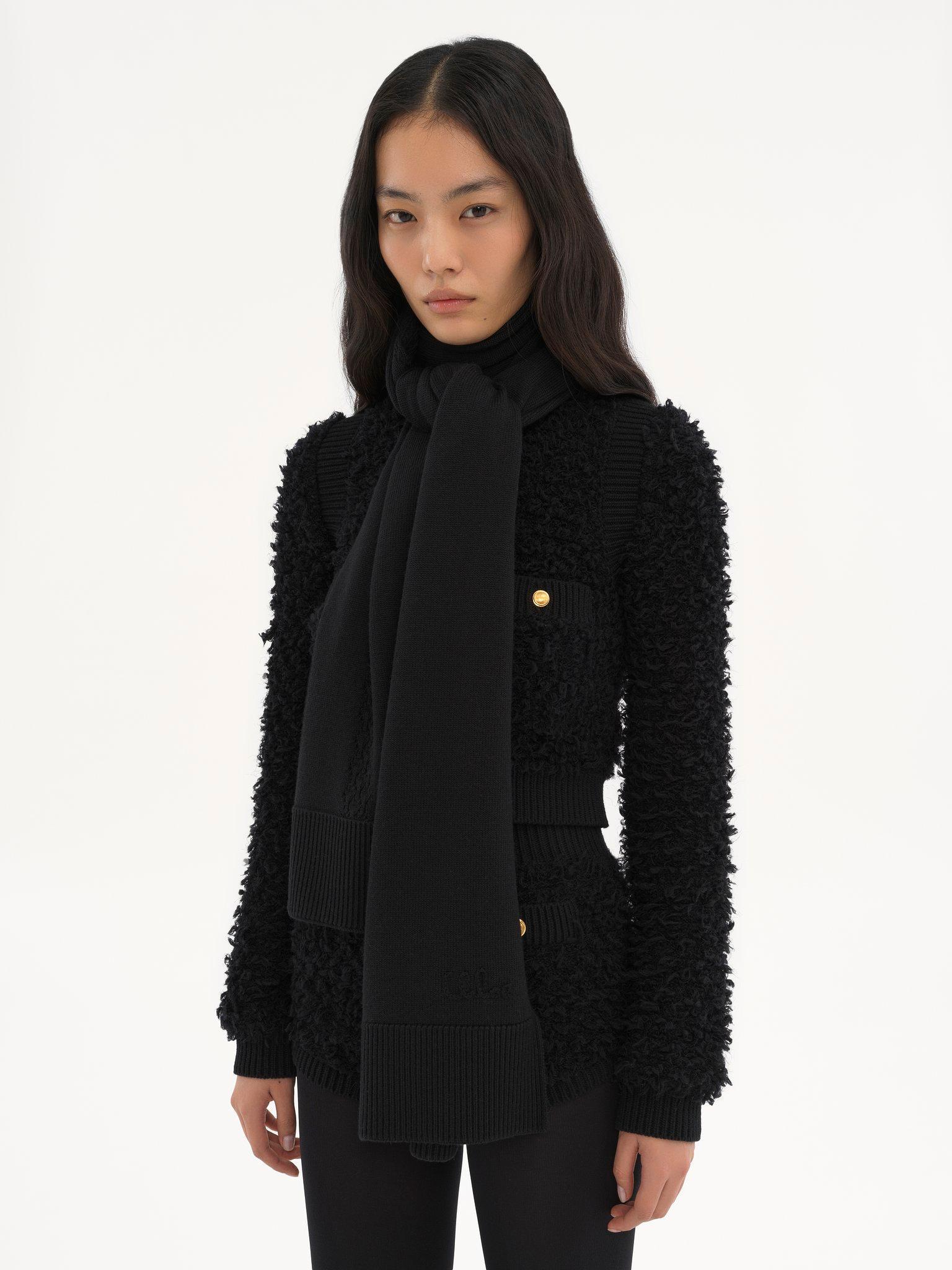 The Chloé Lace Knit scarf in wool & lace jacquard Product Image