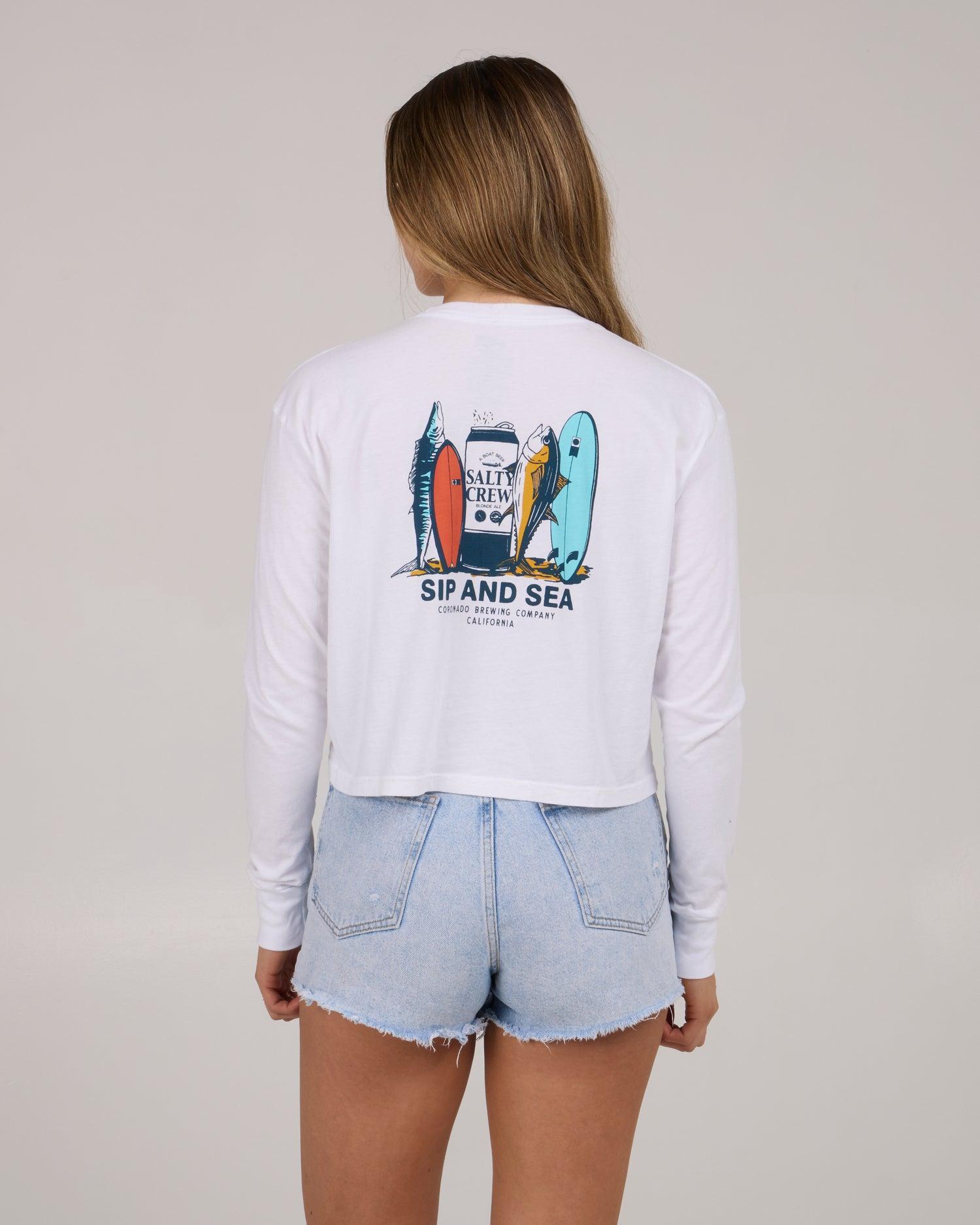 Sip & Sea L/S Crop - White Product Image