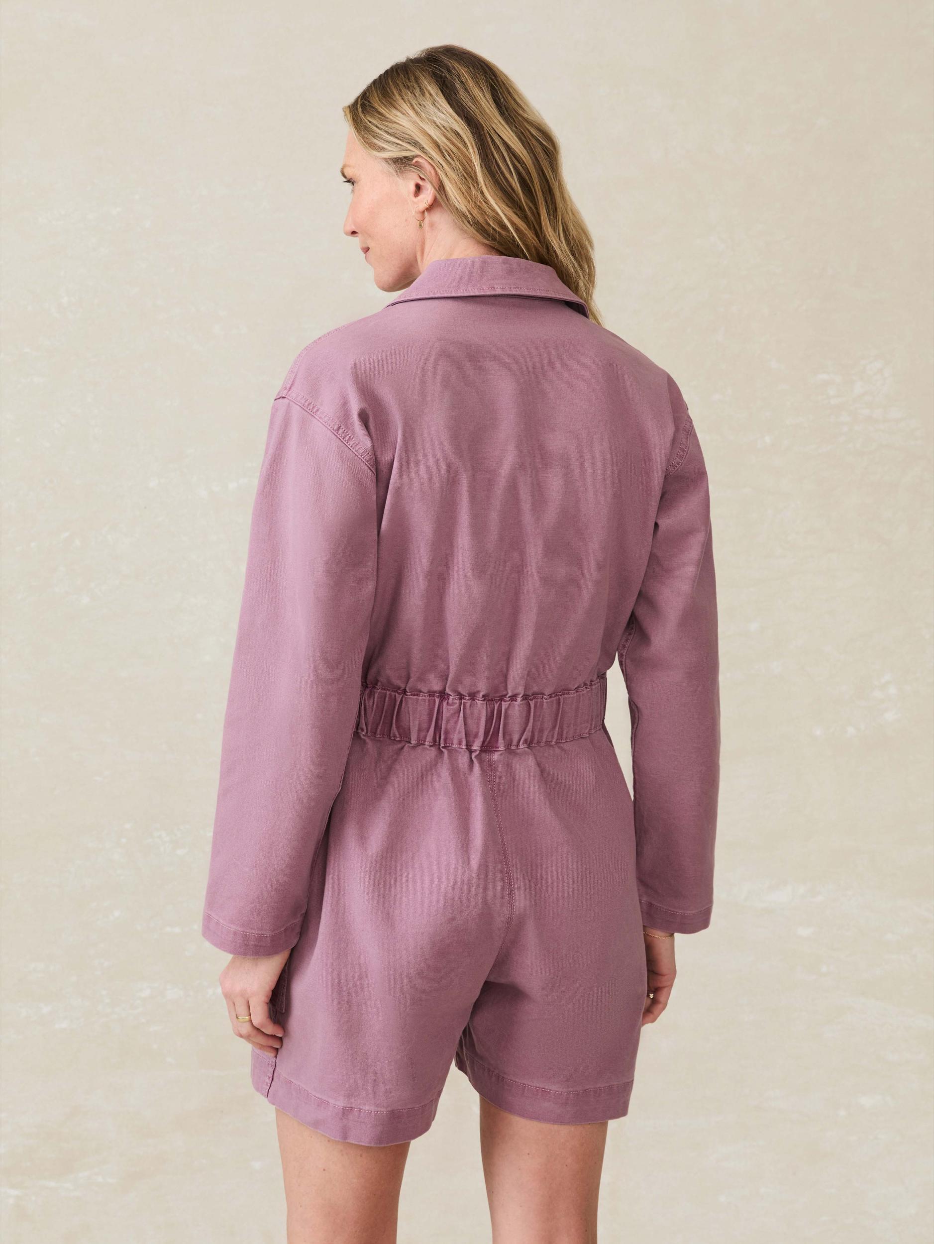 Sunwashed Canvas Romper - Weathered Orchid Female Product Image