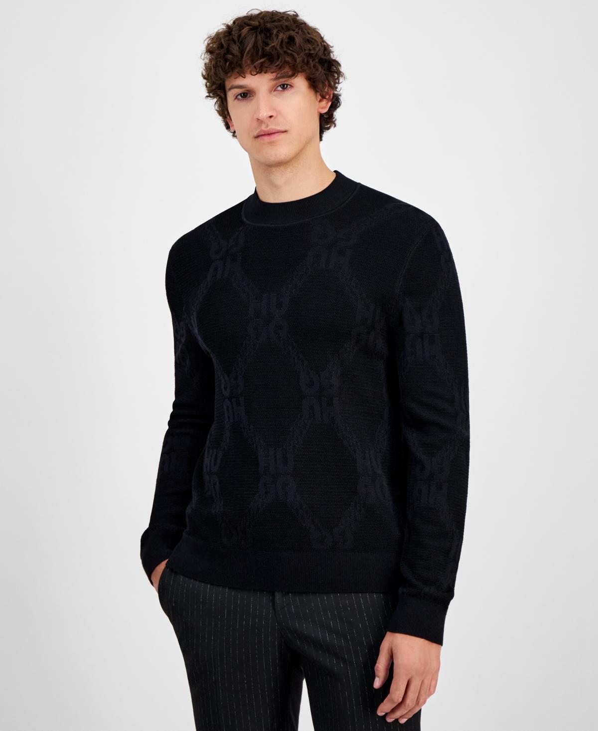 HUGO BOSS Hugo By  Men's Sylor Textured Logo Sweater In Black Product Image