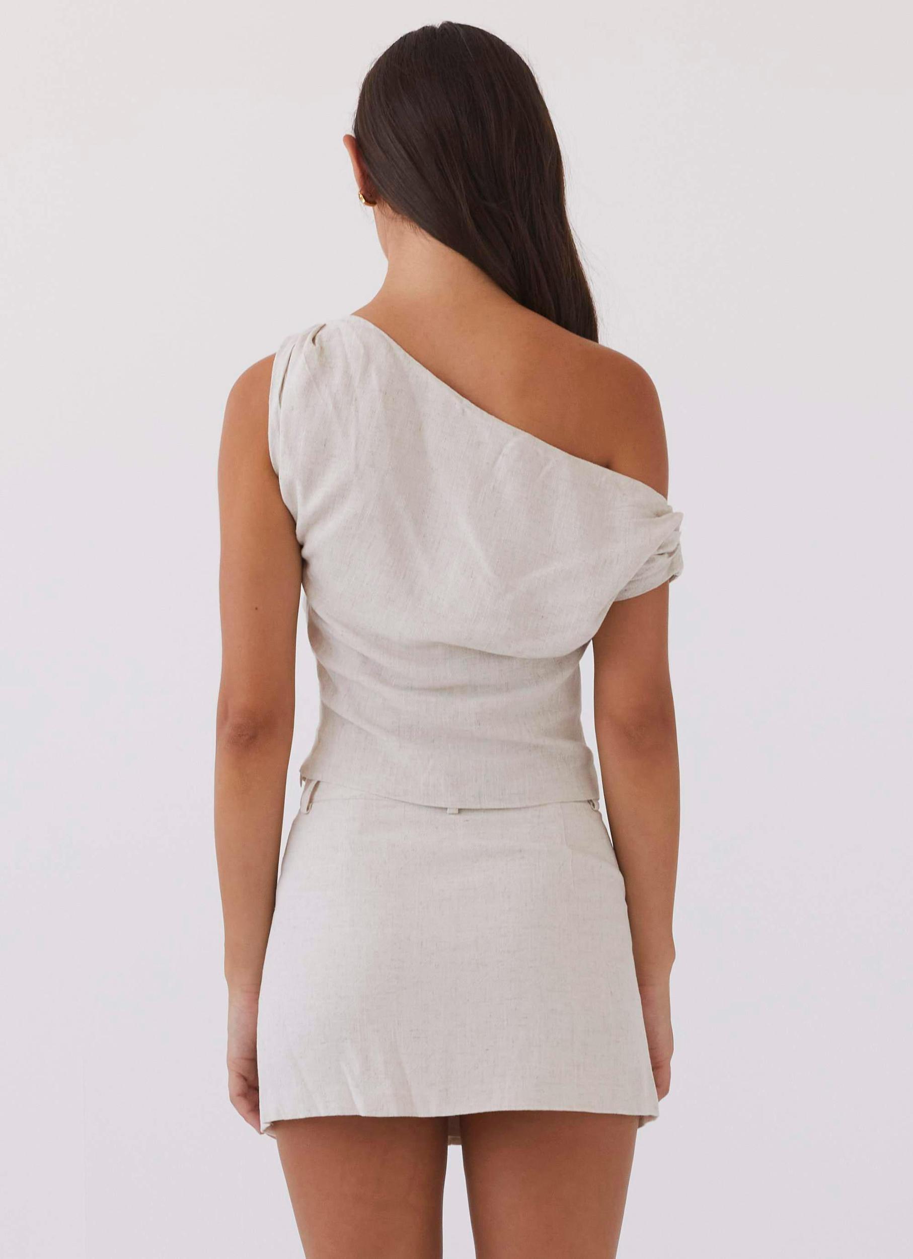 Marissa Linen Mini Skirt - Oatmeal Product Image