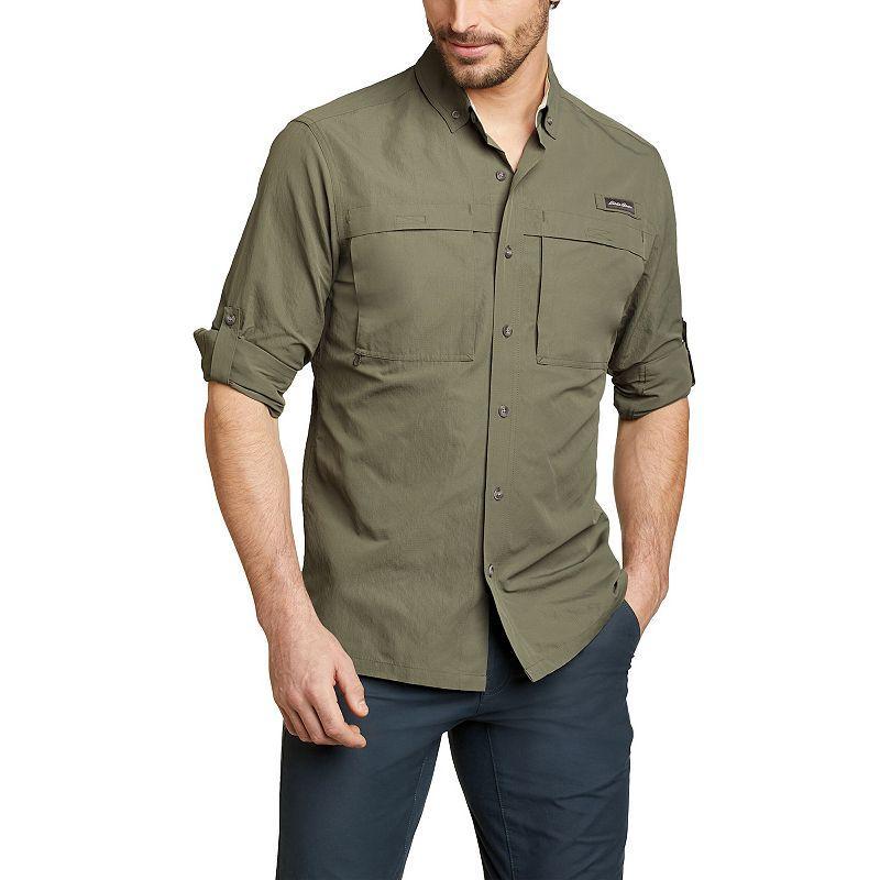 Men's Eddie Bauer Ripstop Guide Long Sleeve Button-Down Shirt, Size: XXL, Pacific Blue Product Image