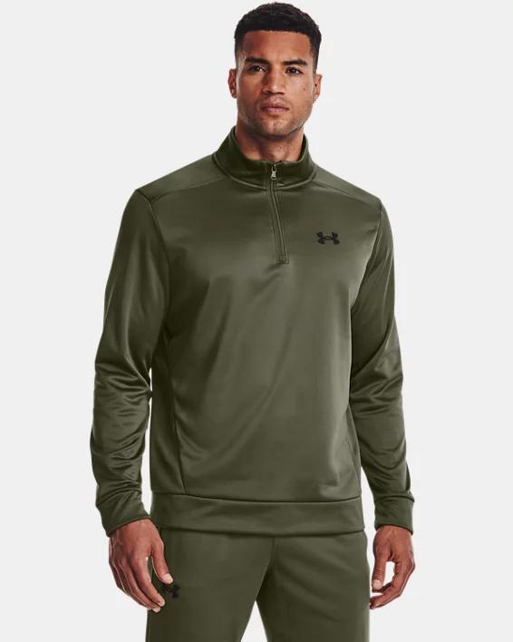 Mens Under Armour 1/4-Zip Fleece Pullover Black Navy Product Image