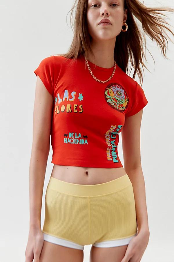 Las Flores Graphic Baby Tee Womens at Urban Outfitters Product Image
