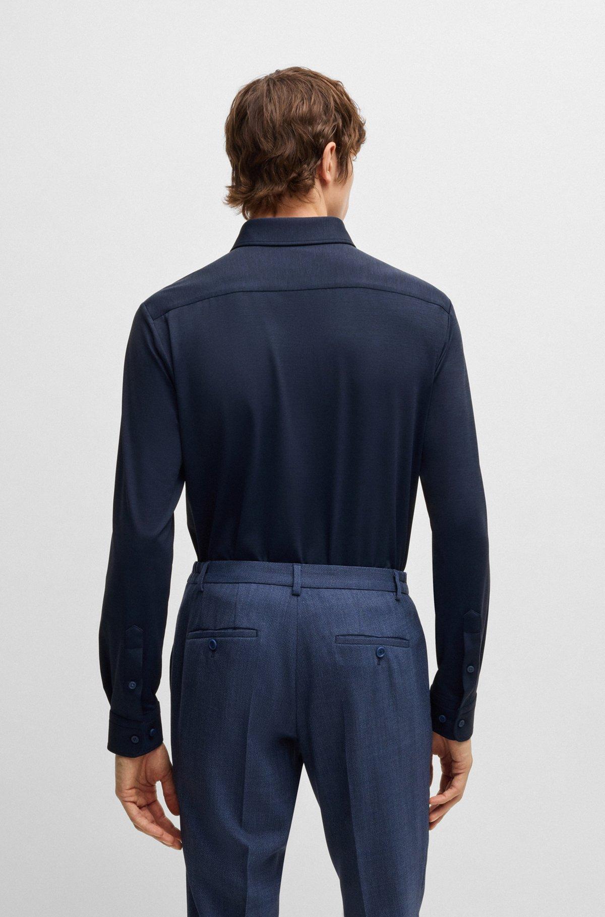 Slim-fit shirt in melange performance-stretch jersey Product Image
