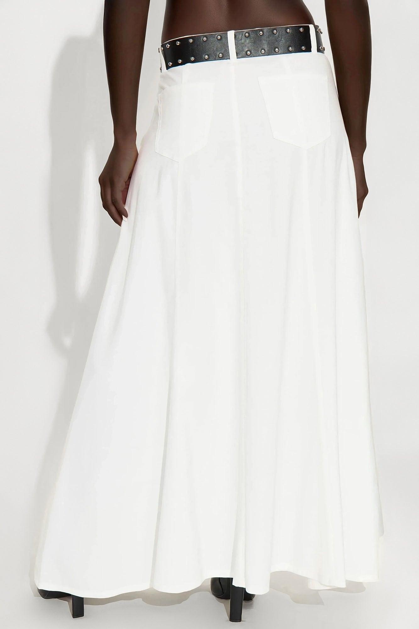 Harlow Maxi A Line Pleated Rayon Blend Skirt - Ivory Product Image