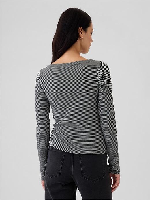 Modern Rib Cropped Boatneck T-Shirt Product Image