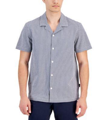 Michael Kors Mens Gingham Seersucker Short Sleeve Button-Front Camp Shirt Product Image