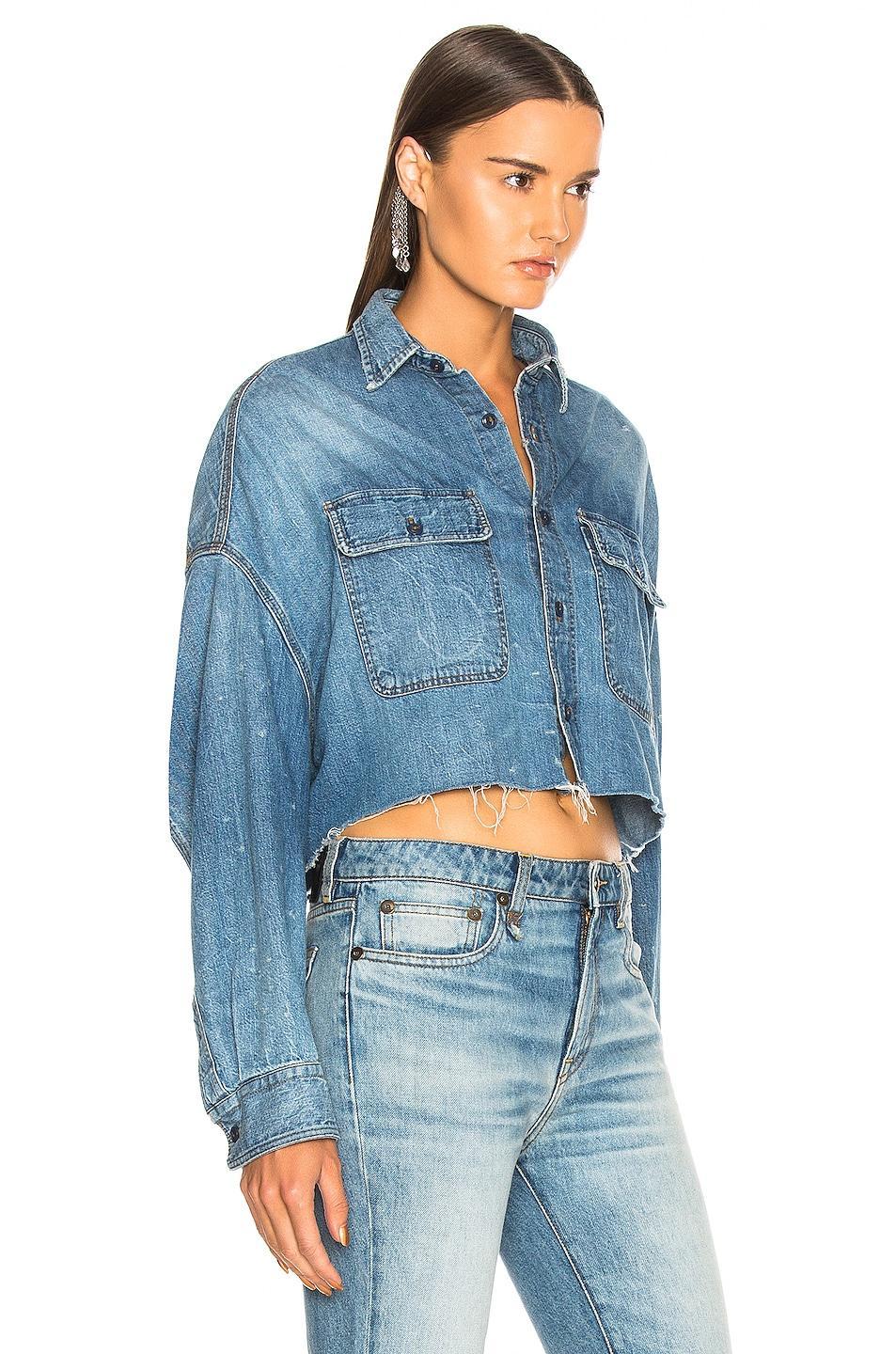 Womens Cropped Denim Shirt Product Image