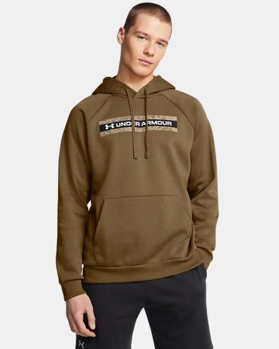 Men's Under Armour Rival Fleece Camo Chest Stripe Hoodie, Size: Large, Coyote Product Image