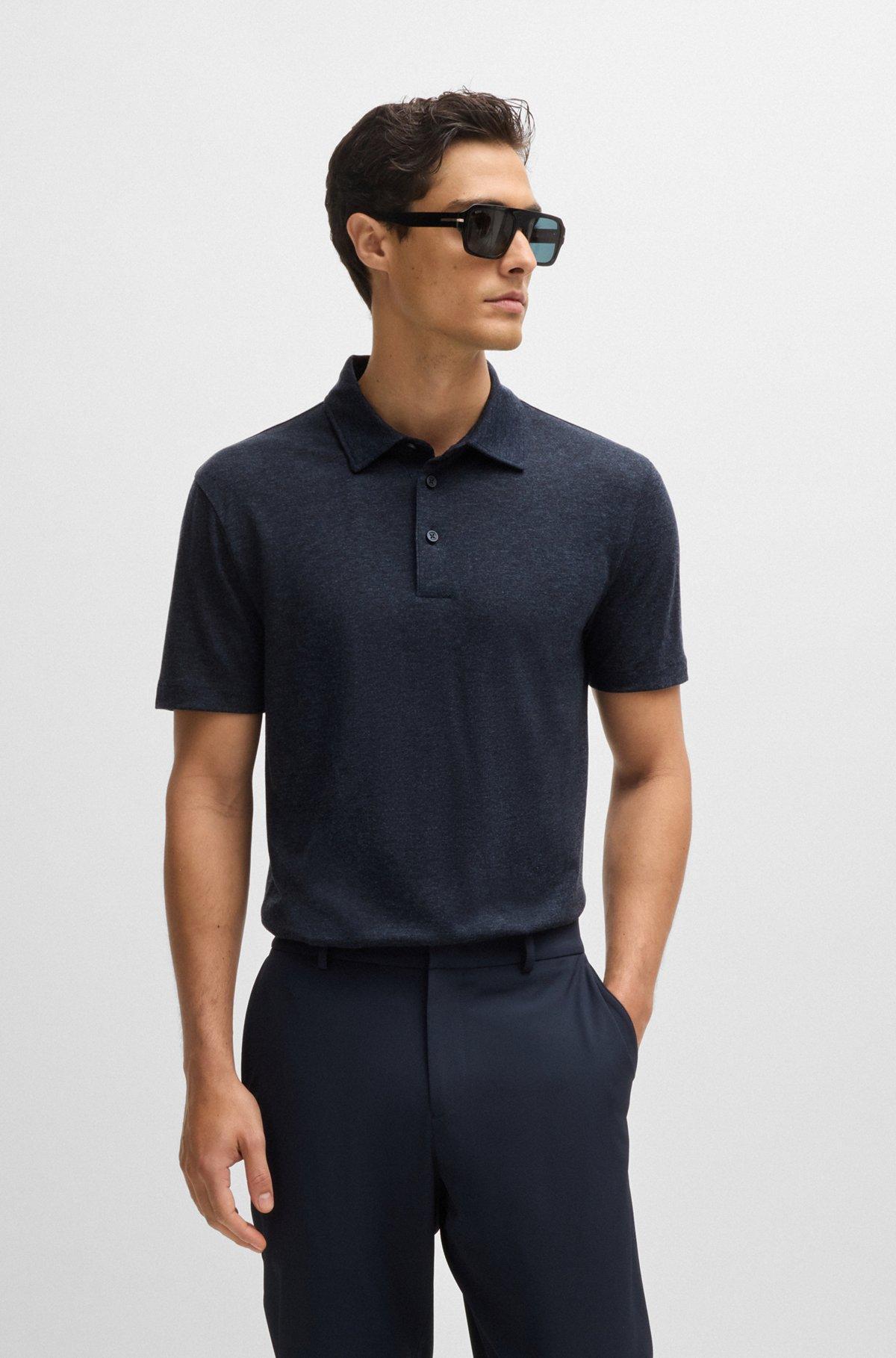 Slim-fit polo shirt with striped collar Product Image