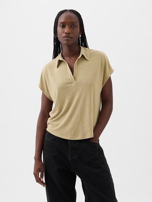 Linen-Blend Polo Shirt Product Image