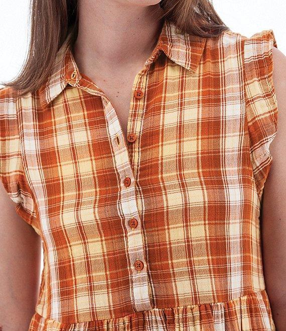 Aventura Montrose Plaid Organic Cotton Gauze Yarn Dye Woven Point Collar A-Line Dress Product Image
