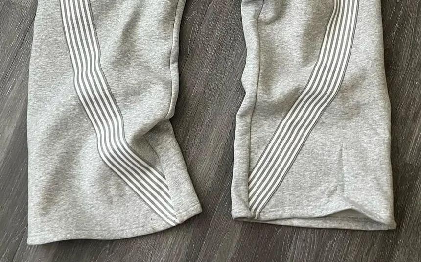 Drawstring Waist Striped Wide Leg Sweatpants Product Image