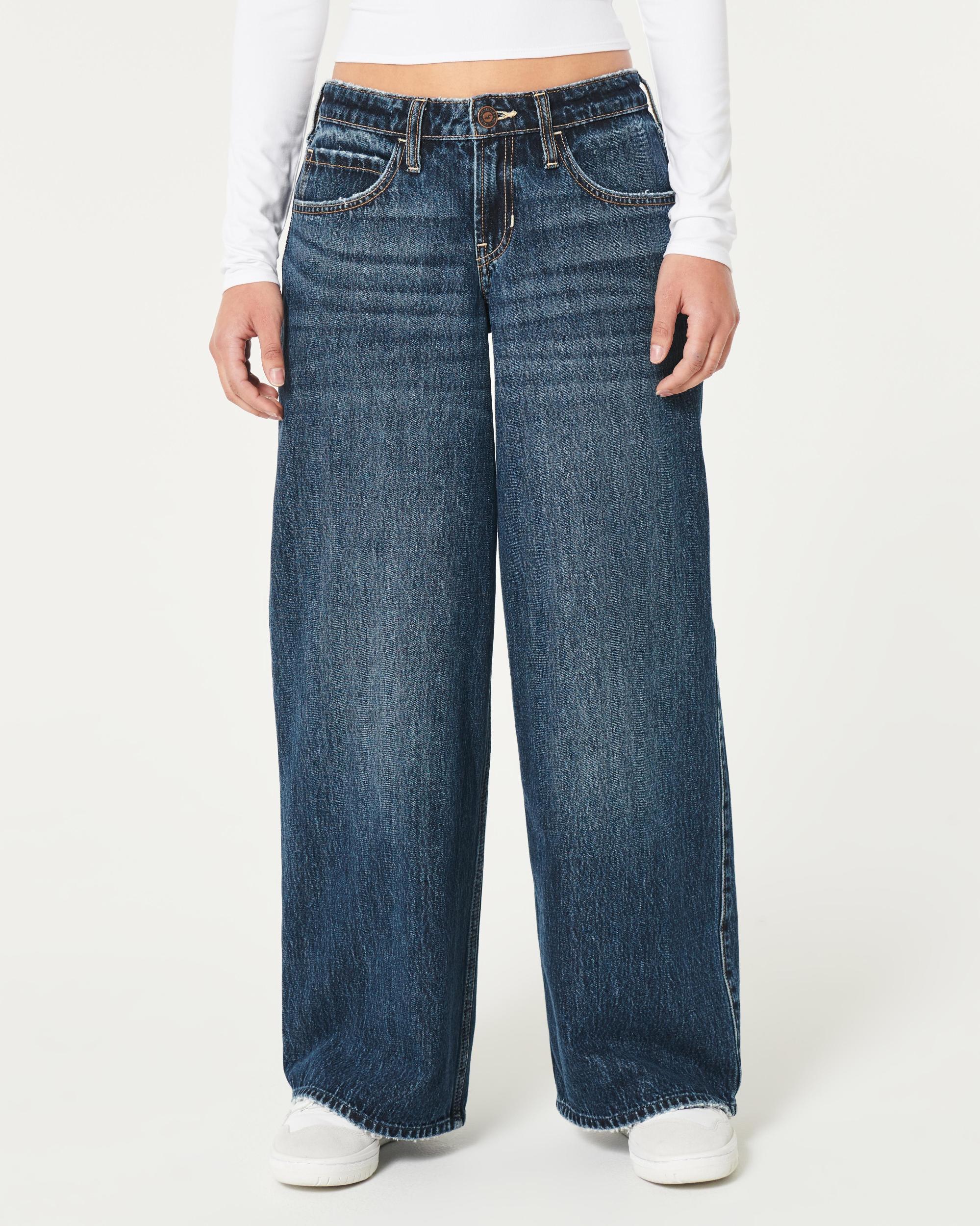 Low-Rise Dark Wash Super Baggy Jeans Product Image