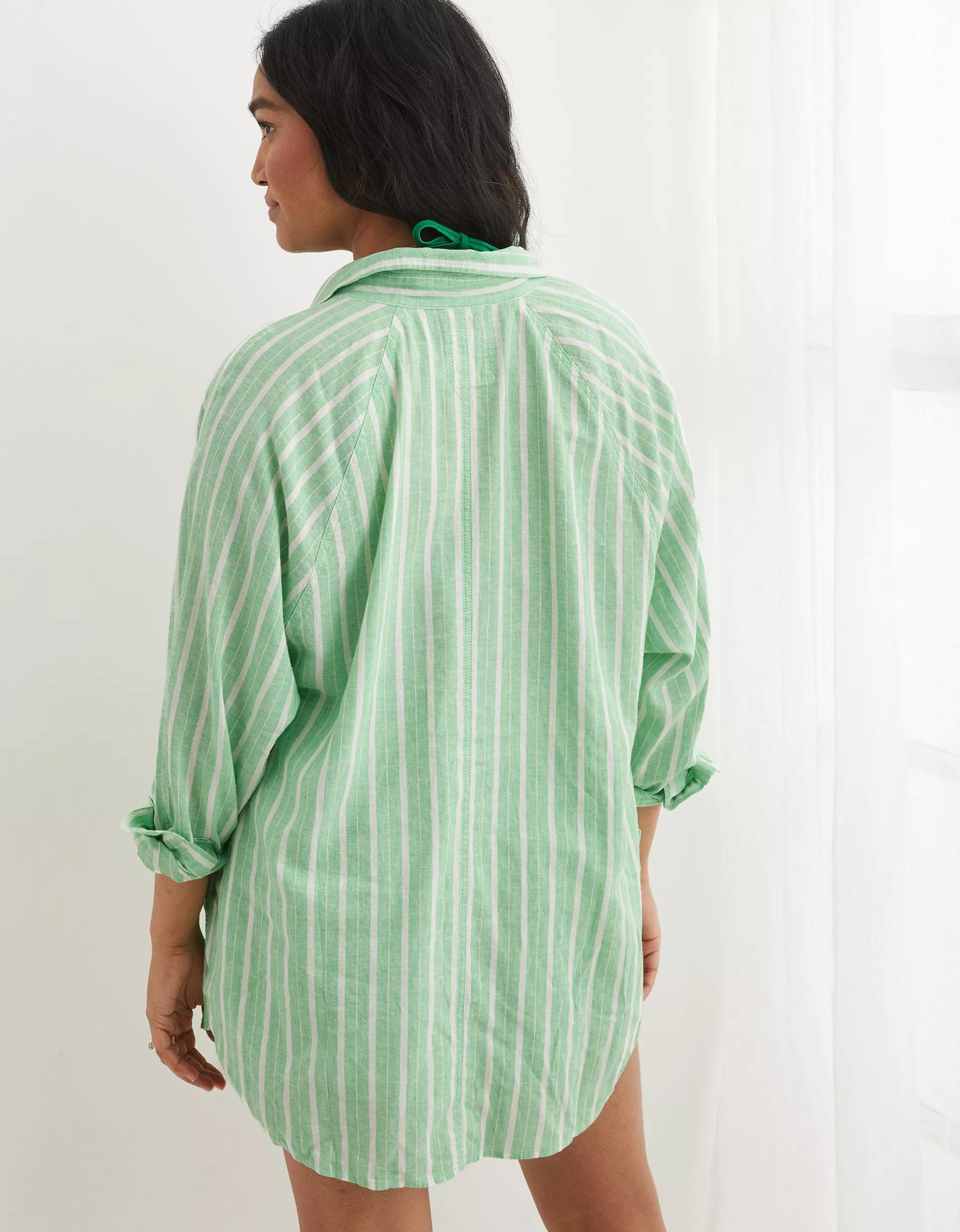 Aerie Linen Blend Cover Up Shirt Product Image