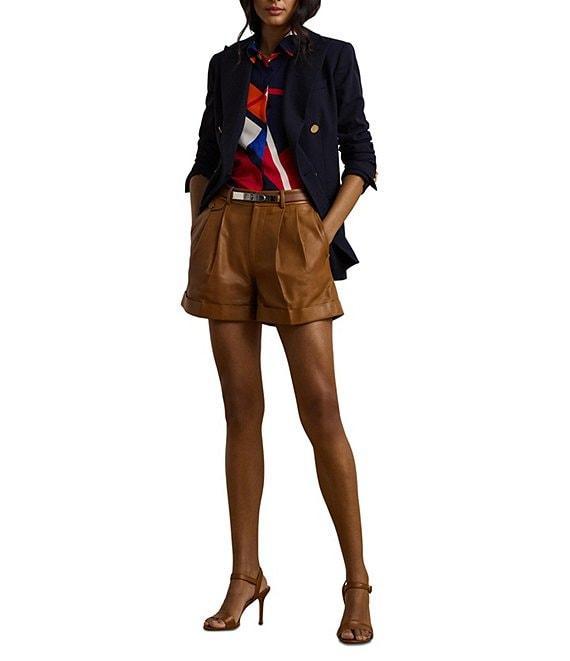 Lauren Ralph Lauren Crepe de Chine Abstract Print Point Collar Long Sleeve Button-Front Shirt Product Image