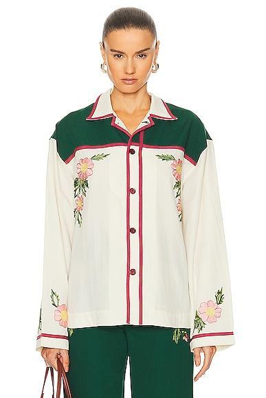 BODE Prarie Rose Overshirt in Cream Product Image