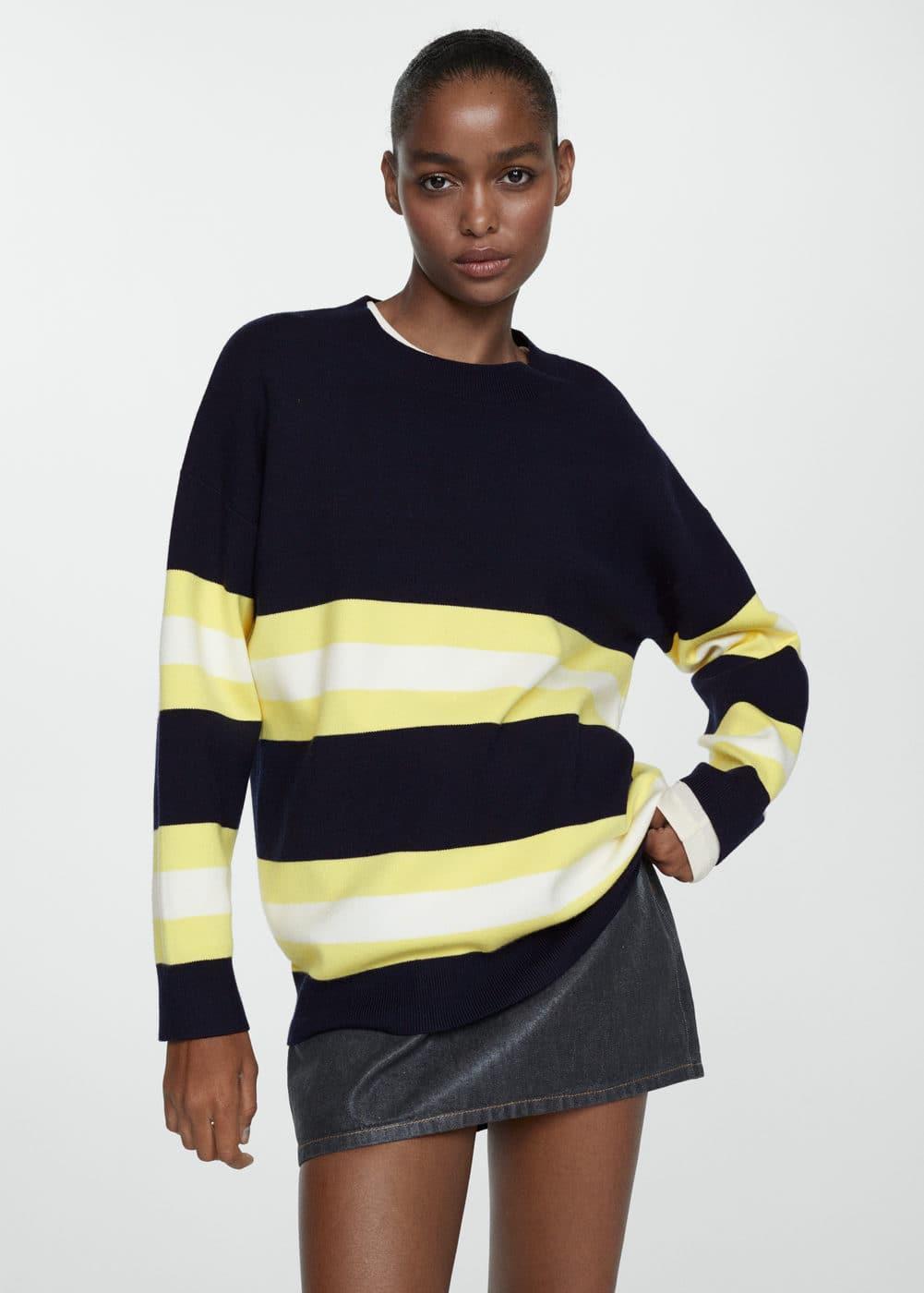 Mango half stripe oversized sweater Product Image
