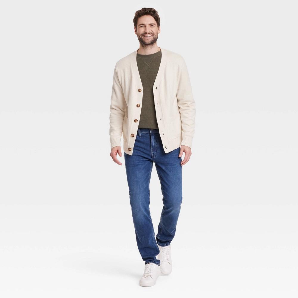 Mens V-Neck Cardigan Sweater - Goodfellow & Co Cream XL Product Image