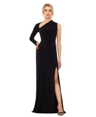 Betsy & Adam Womens Asymmetric-Neck One-Sleeve Gown Product Image
