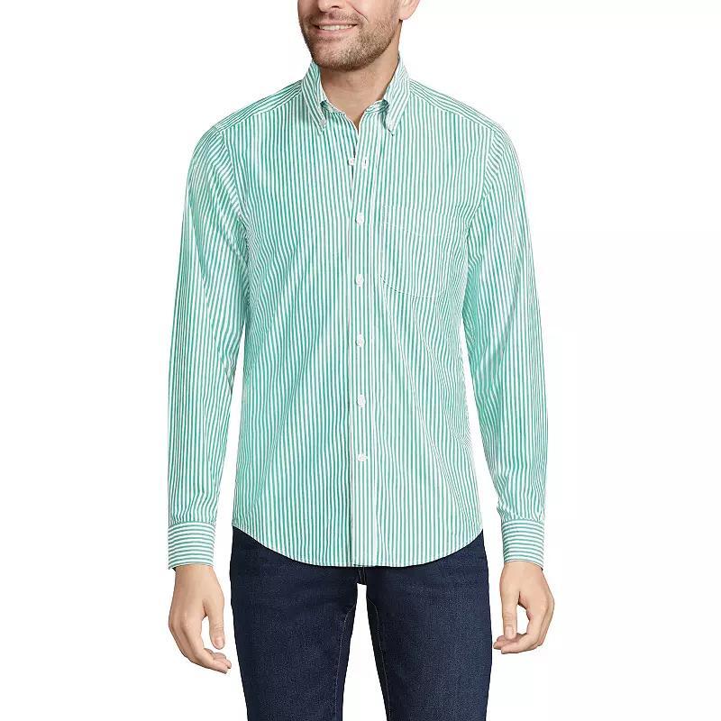 Mens Lands End Traditional-Fit Essential Lightweight Poplin Shirt Eucalyptus Green Product Image