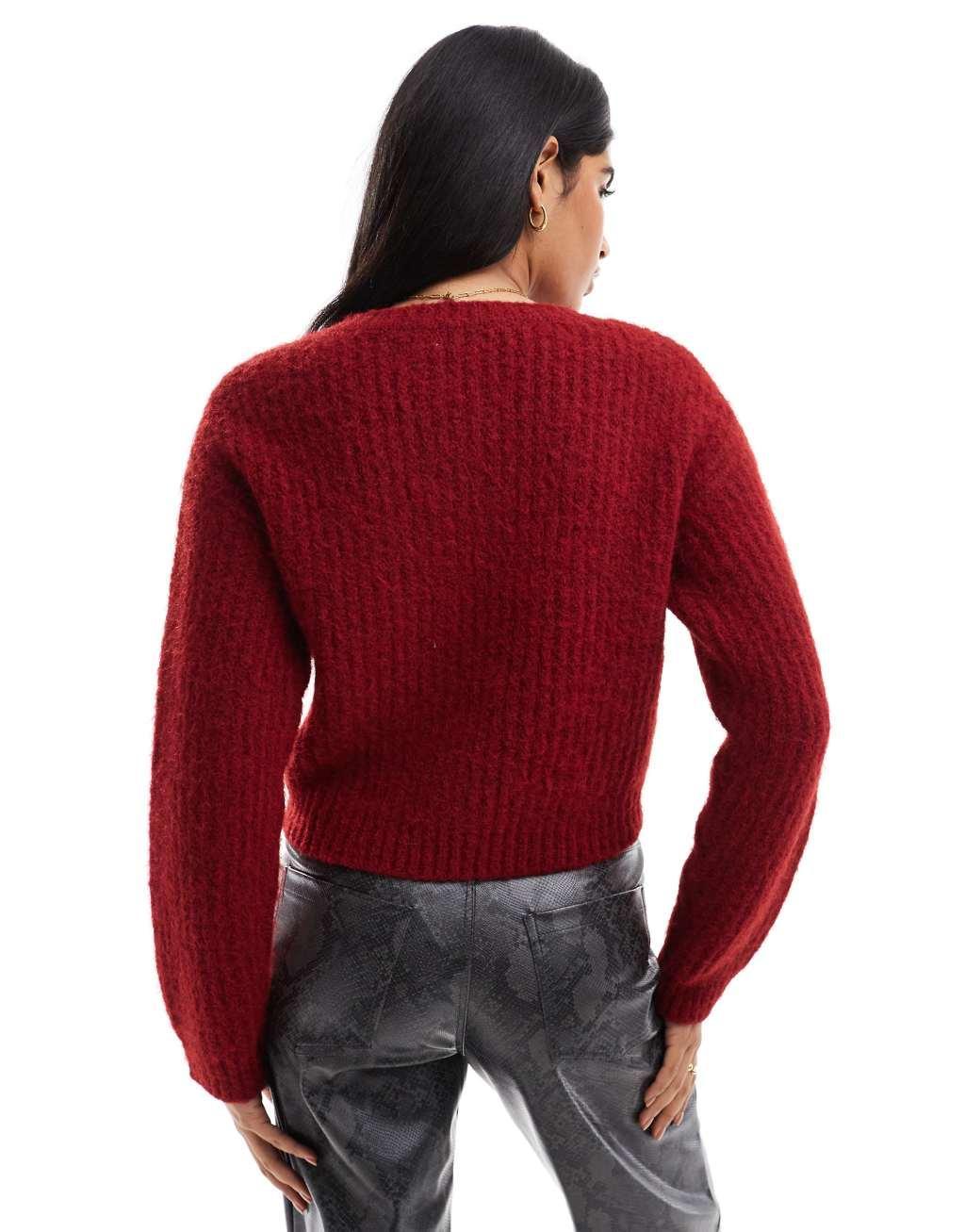 4th & Reckless knitted button through cardigan in red Product Image