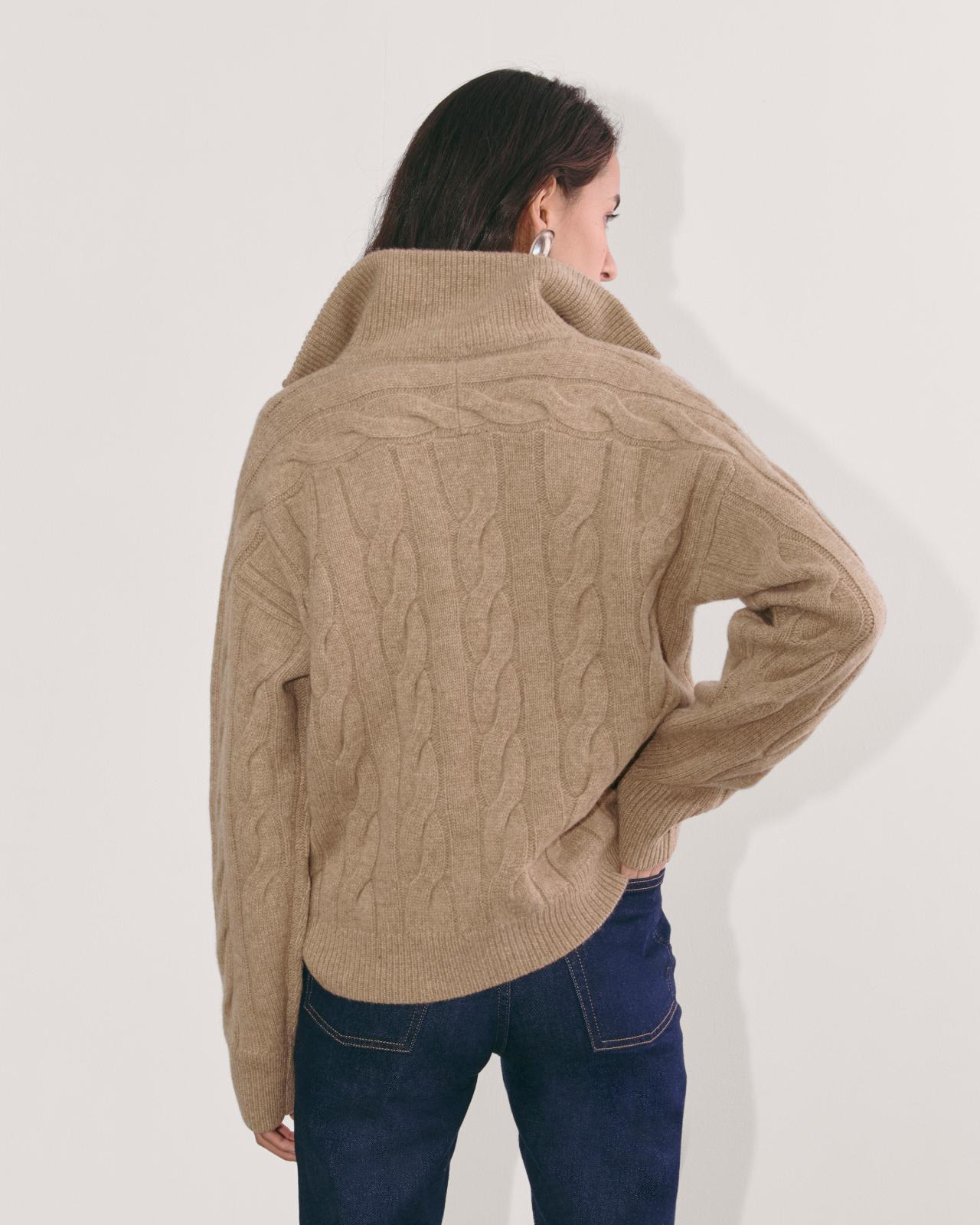 The Cable Half-Zip in Luxe Merino Product Image