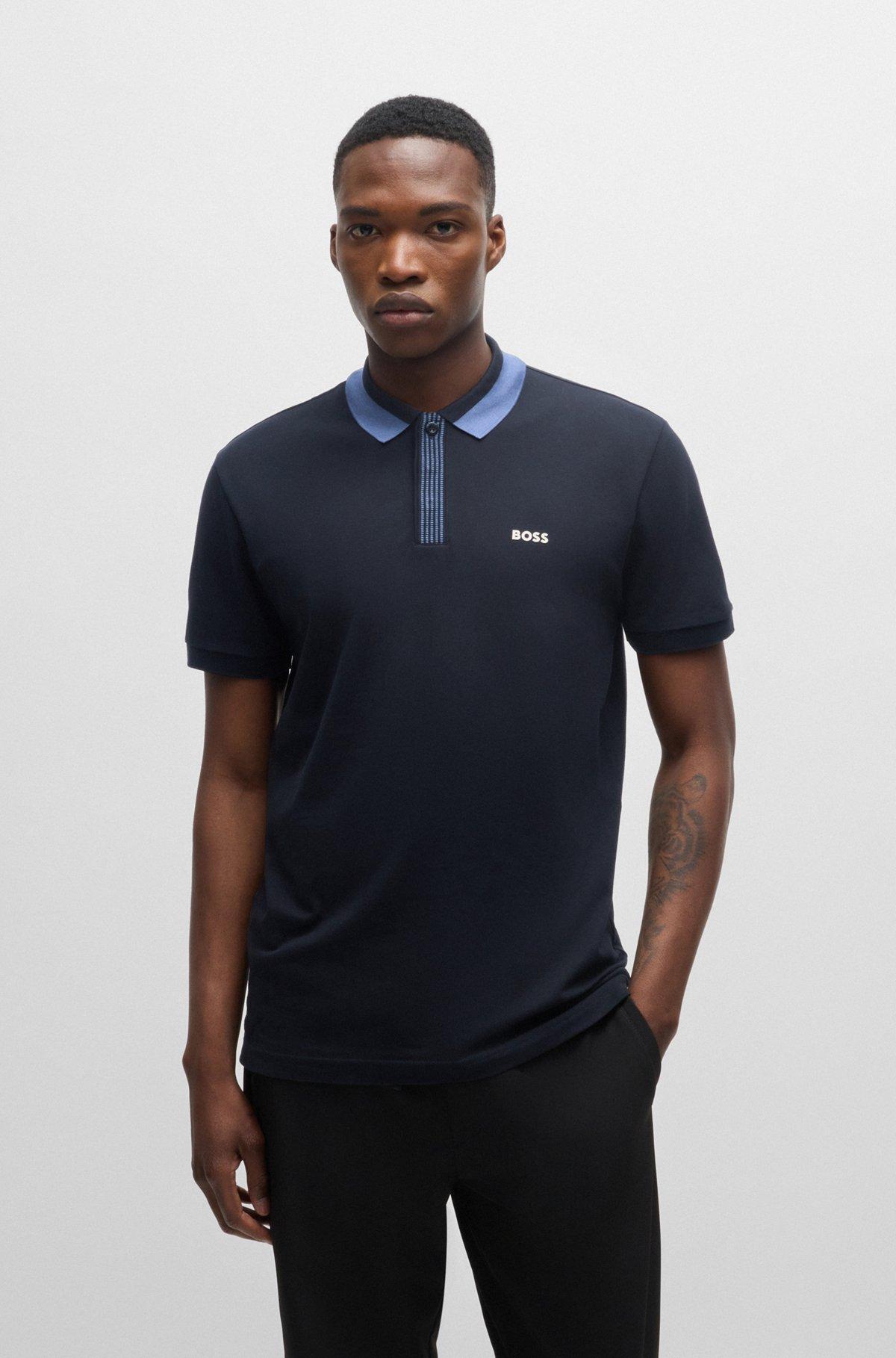 Stretch-cotton polo shirt with contrast logo Product Image