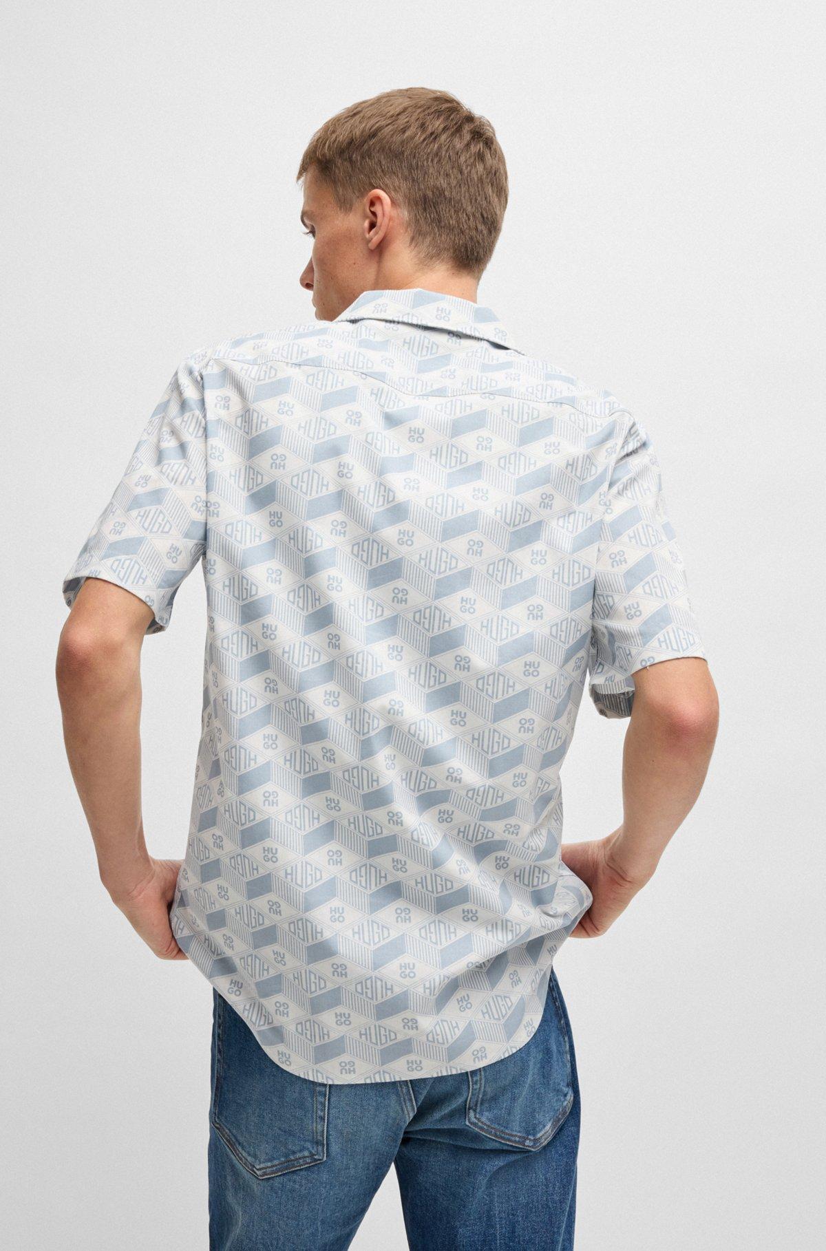 Relaxed-fit shirt in cotton with geometric-logo print Product Image