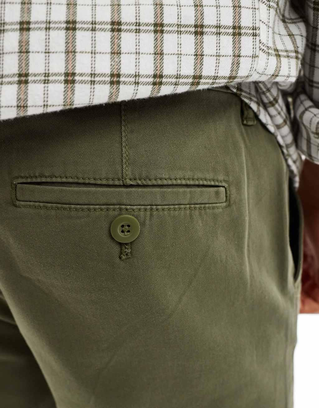 ASOS DESIGN straight chino in washed khaki Product Image