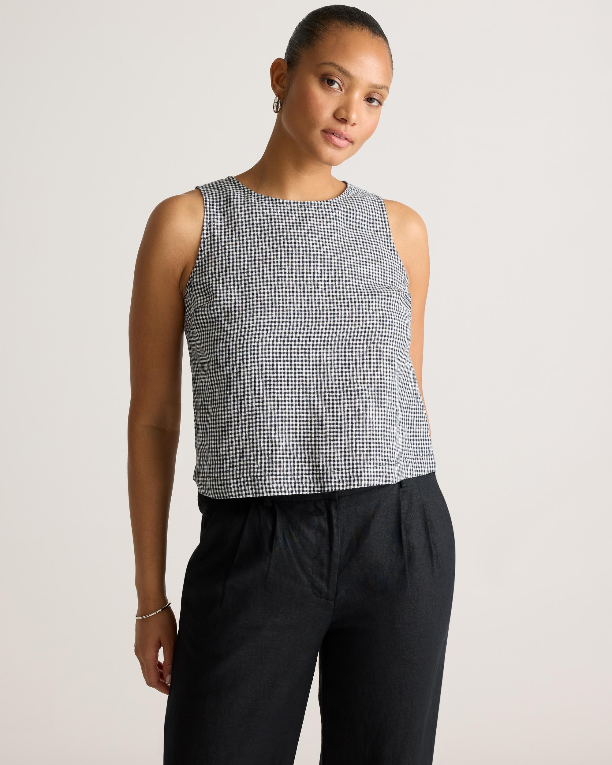 100% European Linen Cropped Tank Product Image