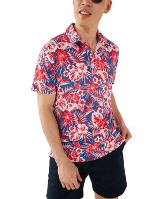 Chubbies Mens Slim Fit Red, White Flowers & Palm Short Sleeve Performance 2.0 Polo Shirt Product Image