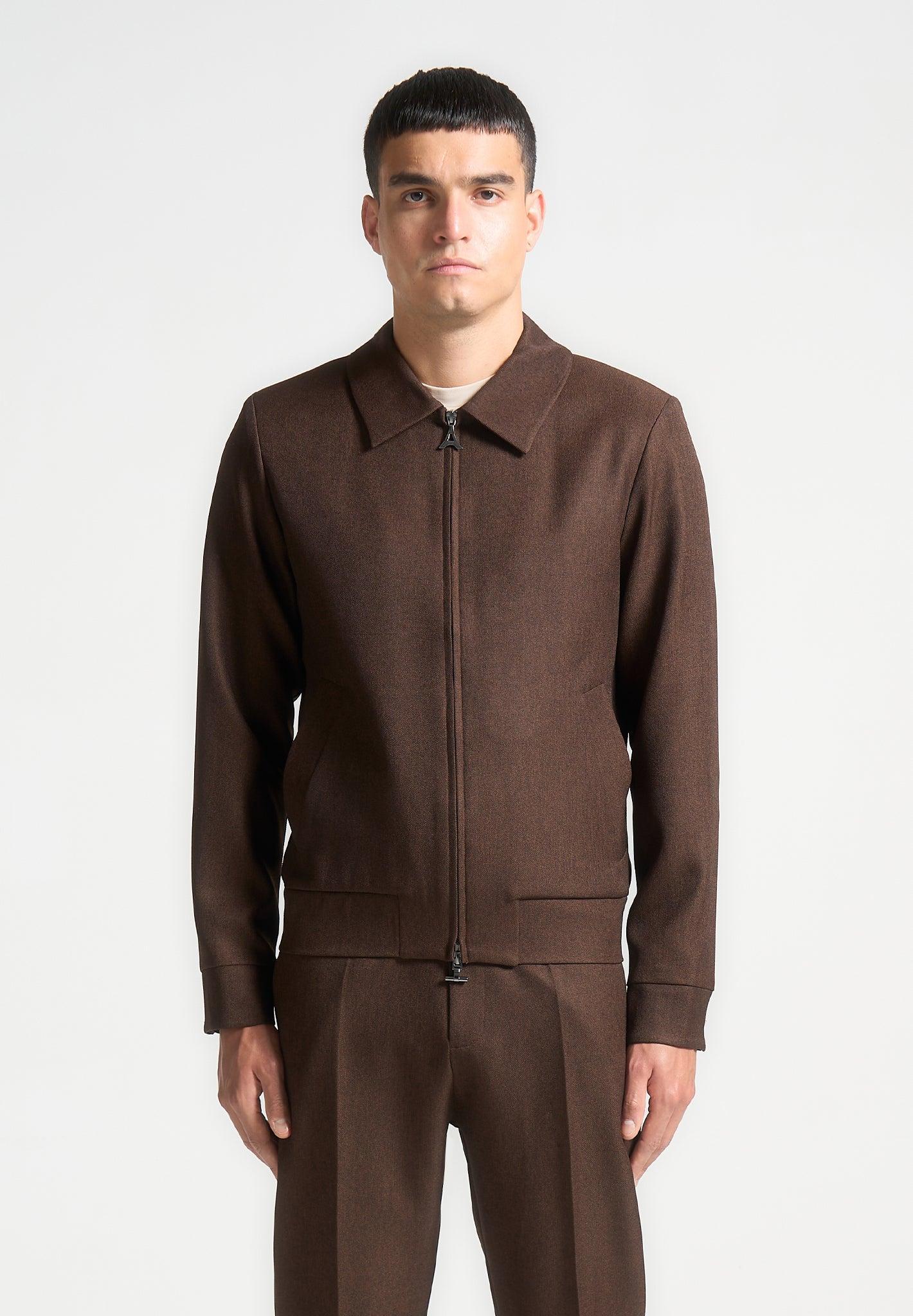 Tailored Harrington Jacket - Brown Male Product Image
