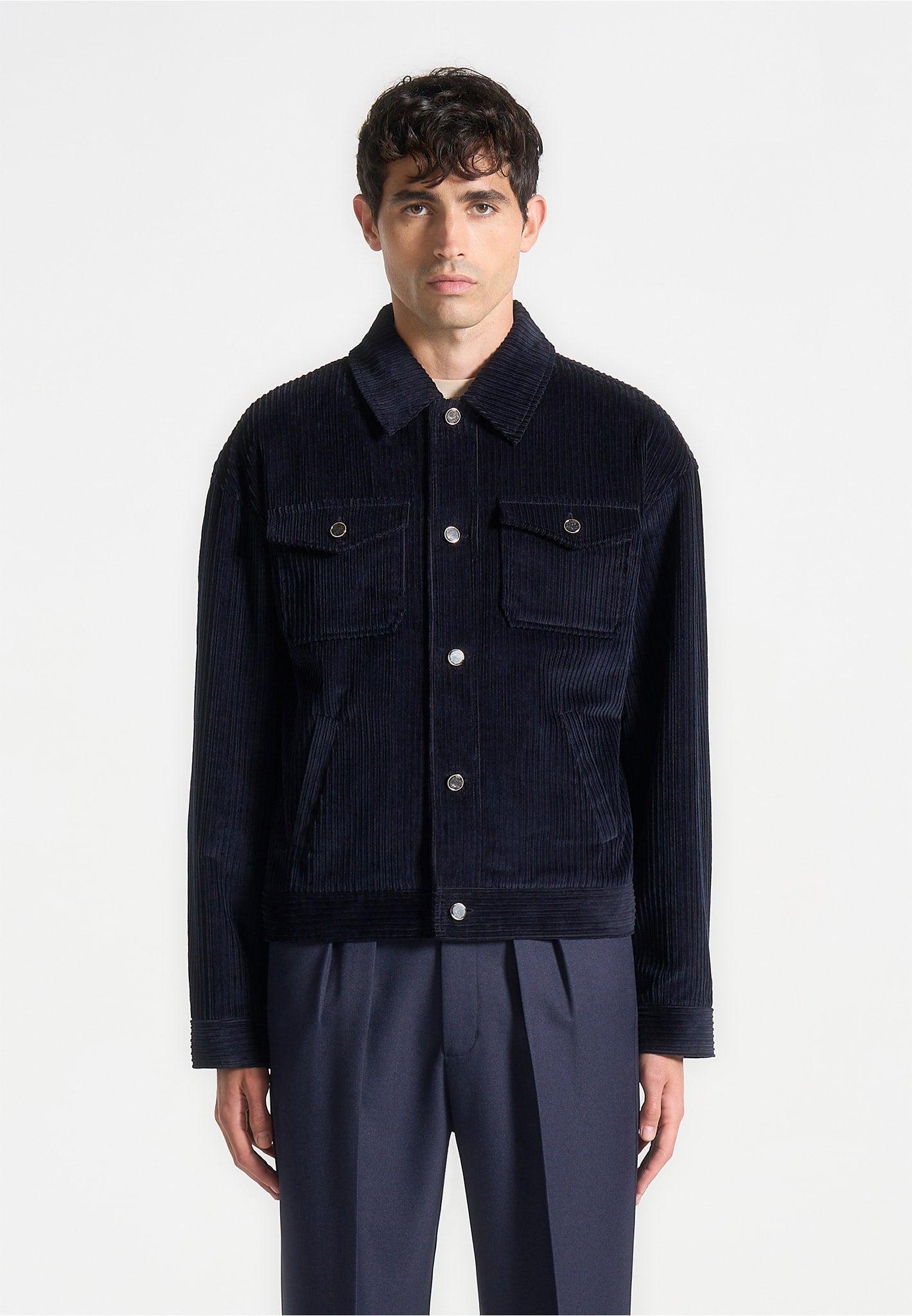 Corduroy Trucker Jacket - Navy Male Product Image